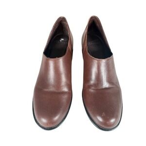 Dansko Brown Leather Slip On Block Heel Ankle Booties Women 38 US 7.5 or 8